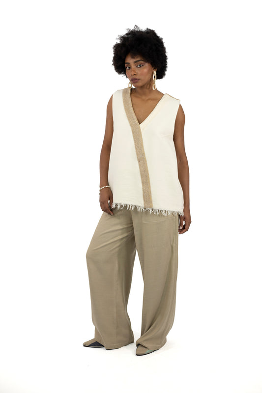 The ecru V-neck top
